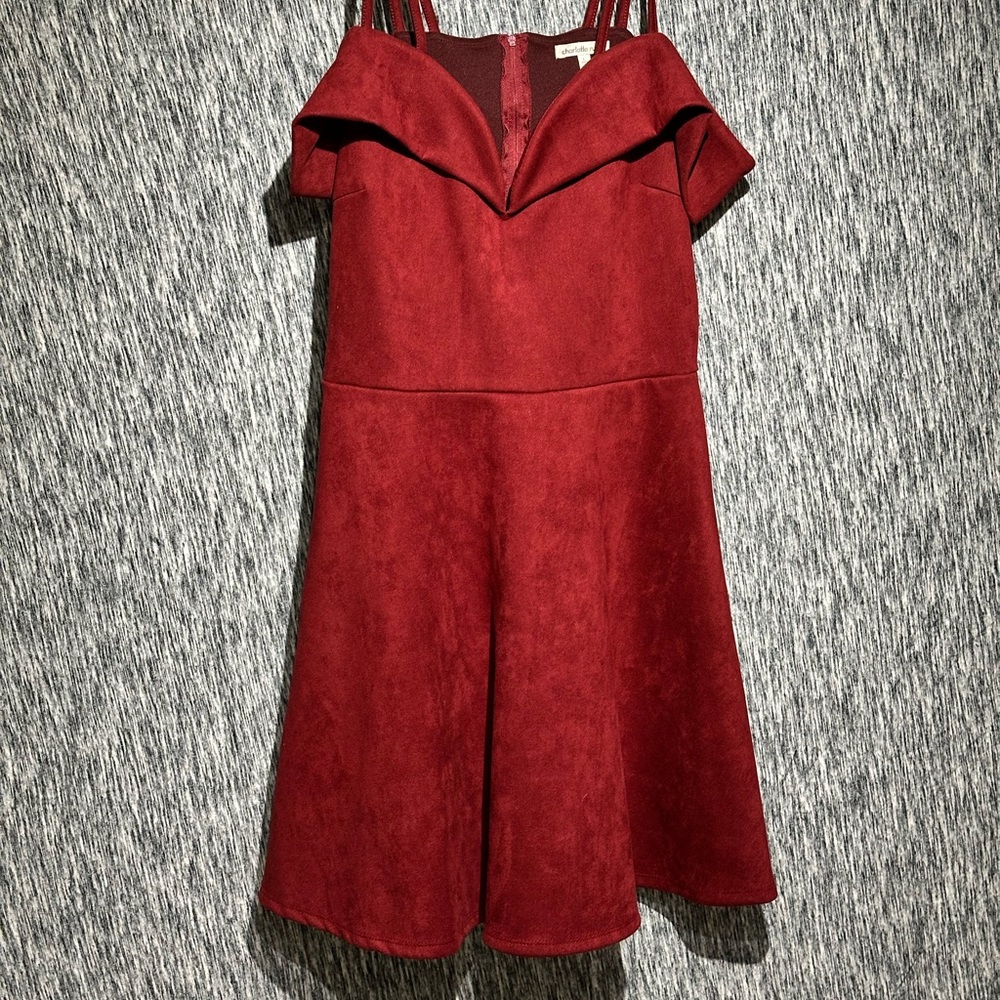 Charlotte Russe Burgundy Off-the-Shoulder Suede Dress